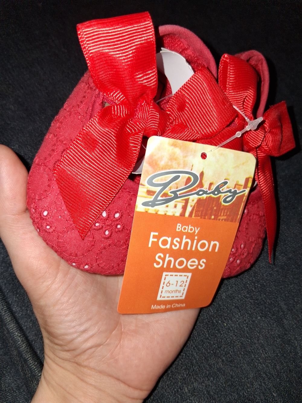 Baby Fashion Red Bow Shoes 6-12 Months